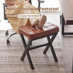 Foot Stool Small Ottoman Foot Rest Padded Foot Stool Desk for Under Office Desk Vanity Stool Bamboo Footstool Sofa Footrest Shoe Stool Small Foot Stools (Black Legs + Reddish Brown) - Image 3