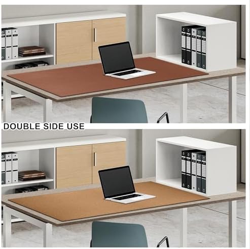 MAIDERN 43.3”x 19.6” Leather Desk Mat, Large Desk Pad, Cork & Leather Large Mouse pad for Desk, Waterproof Computer Desk Mat for Gaming Home Office (Brown) - Image 5