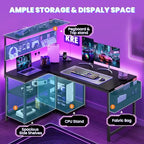 47in L Shaped Gaming Desk with Pegboard & Shelf & Storage Bag, Black - Image 6