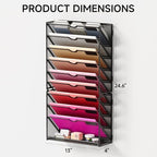 Lavatino 10-Tier Hanging Wall File Folders Organizer - Black Metal Mesh Paper Magazine Document Mail Holder File Organizer for Office School Home Wall Mount or Desk Supplies Organization - Image 4