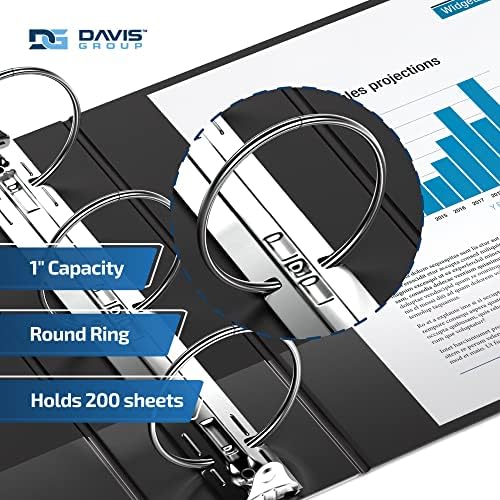 Premium Economy 3-Ring Binder, Spine Label, 1" Round Rings, Black, 6 Pack - Image 2