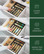ROYAL CRAFT WOOD Luxury Bamboo Kitchen Drawer Organizer - Silverware Organizer - Utensil Holder and Cutlery Tray with Grooved Drawer Dividers for Flatware and Kitchen Utensils (7 Slot) - Image 6