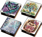 Diamond Art Painting Note Box, 4pcs Animals PU Gem Art Storage Container with 640 Sheets, Relaxing DIY Craft Kit for Home Office Organization Birthday Anniversary by Unknown