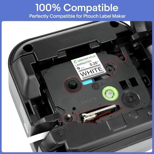 GREENCYCLE 10 Pack TZe-221 9mm 0.35 Label Tape Compatible for Brother P-Touch TZe221 9mm 0.35 Laminated White TZe TZ Tape TZ-221 TZ221 for Label Maker PT-D210 D220 H100 H110 D400 - Image 5