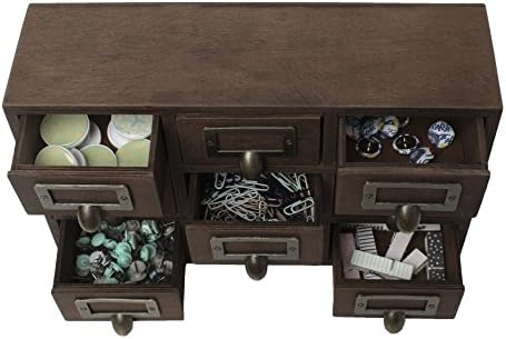 Kate and Laurel Apothecary Wood Desk Drawer Set, 9 Drawers, Rustic Brown - Image 6