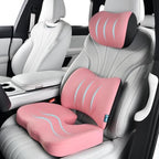 FLORICH 3 PCS Seat Cushion for Carseat Lumbar Support Pillow Car Neck Headrest Pillows 100% Memory Foam Seat Pads Pressure Relief Back Cushion for Office Chair(Pink) by FLORICH