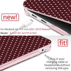 DONGKE Case for MacBook Air 13 Inch (2021-2018 Models A2337 M1/A2179/A1932), Burgundy Polka Dots Hard Shell Case with Keyboard Protector, Compatible with Retina Display and Touch ID - Image 3
