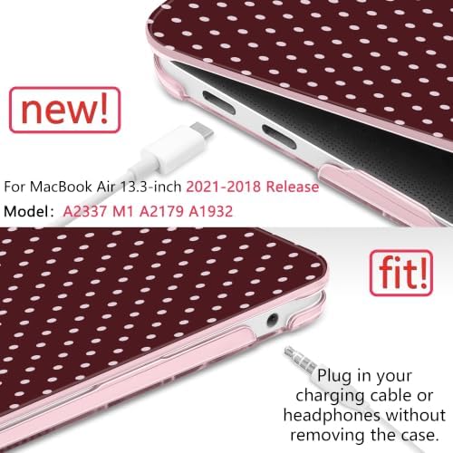 DONGKE Case for MacBook Air 13 Inch (2021-2018 Models A2337 M1/A2179/A1932), Burgundy Polka Dots Hard Shell Case with Keyboard Protector, Compatible with Retina Display and Touch ID - Image 3