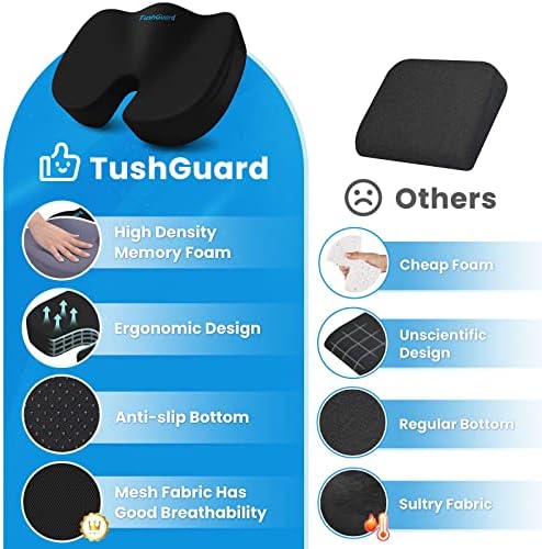 TushGuard Seat Cushion for Office Chair, Memory Foam Chair Cushion, Black - Image 4