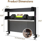 Clamp On Desk Pegboard Shelf - Metal Desktop Organizer Hutch with 2 Shelves - Image 3