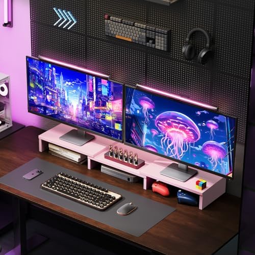 TAVR Dual Monitor Stand Riser, Wooden Computer Monitor Stand for 2 Monitors - Image 4