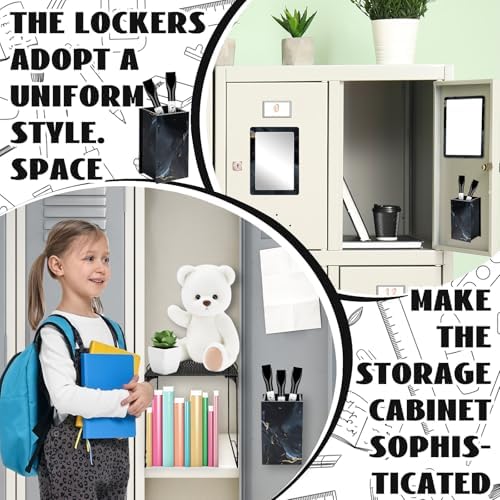 Demonwer 9 Pcs Locker Accessories Kit Black Locker Organizer Magnetic Whiteboard Mirror Pen Holder Pen for Storage Organizing Shelf Back to School Party Supply - Image 6