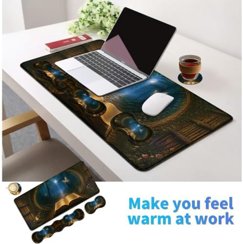Memory Foam Keyboard Wrist Rest Desk Mat Set, Enchanted Book Portal - Image 6