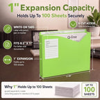 Sabary 25 Pack Poly File Jacket 1" Expansion Pocket Write-on, Lime Green - Image 3