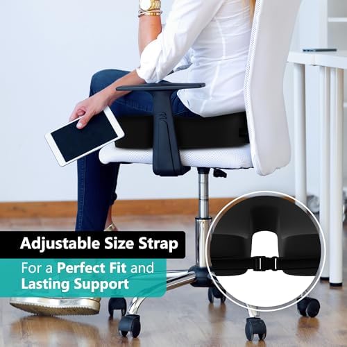 Seat Cushion - High-Density Charcoal Memory Foam Office Chair Cushion with Adjustable Strap & Washable Non-Slip Cover | Supports Sitting Posture for Office, Car & Home - Image 6