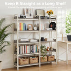 GTPLAYER 5-Tier Corner Bookshelf, L-Shaped Metal Frame Shelf with Tall 14" Shelves, Plant Stand and Storage Rack for Small Spaces, Living Room and Home Office, Gray & White - Image 4