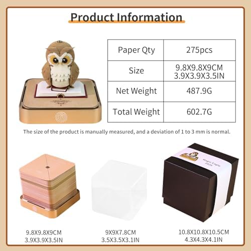 3D Calendar 2027,3D Time Piece Calendars 2027,3D Art Calendar Memo Pad 2027,Tear-Off Paper Sculpture,3D Paper Art Notepad,Cute Owl Desktop Decoration,New Year,Christmas Gift (Owl) - Image 2