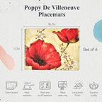 Pimpernel Poppy de Villeneuve Placemats - Gold, Set of 4 - Image 2