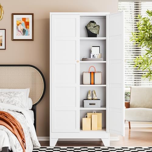 Letaya 72" H Metal Storage Cabinet with 2 Doors and 4 Shelves,Tall Kitchen Pantry Cabinets,Utility Pantry Organizers for Cupboard/Dining/Bathroom/Home Office/Garage (White, 72" H x 18" D x 33.5" W) - Image 3
