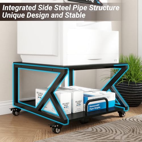 Natwind 2 Tier Printer Stand,23.6''x23.6'',with Pull Out Shelf,Black - Image 6