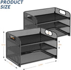 samstar 2 Pack 3 Tier Letter Tray Paper Organizer with Handle, Mesh Desk Organizer Paper Sorter File Rack Shelves, Black - Image 6