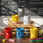 Pickmesh Back to School Teacher Gifts Mug Set of 6, 10 oz Ceramic Coffee Cups with Heart Handles, Pencil Crayon Ruler Notebook Apple Prints, Teacher Appreciation Gifts Bulk, Classroom Decor - Image 6