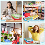 Weysat 12 Pcs Turn in Trays, Classroom Paper Tray, Rainbow, Narrow - Image 6