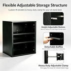 Clamp‑on Desk Leg Shelf, Height‑Adjustable Under Desk Storage Organizer, No Drill Attachable Under Desk Shelf for Standing Desk Accessories, Open 3‑Tier Storage for Home Office Workstation, Black - Image 6