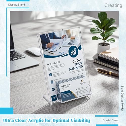 6 Pcs Acrylic Sign Holder Business Card Holder, 5 x 7 Inch, Top Insert - Image 4