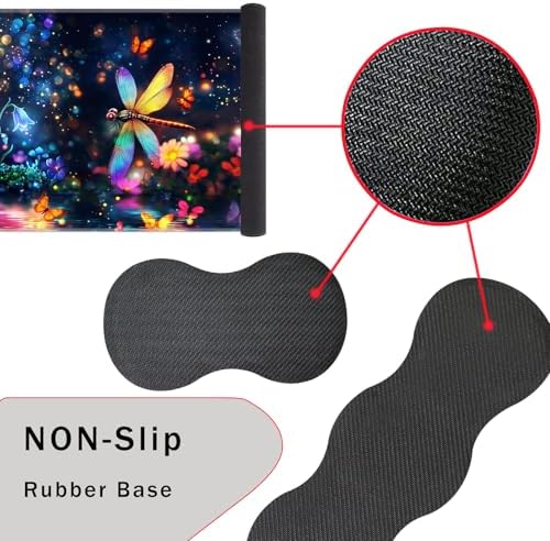 Keyboard Wrist Rest and Mouse Pad with Wrist Support Set Ergonomic Coaster,Memory Foam,Easy Typing Pain Relief,Large XL Desk Mat 31.5"x 11.8",Dragonfly Flower - Image 3
