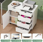 DEVAISE 5-Drawer Wood Office Cabinet, Craft Storage Cabinet, White - Image 4