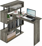 Furinno Classic Desk, 40" Wide L-Shape Gaming Desk, Computer Desk, Writing Desk with 5-Tier S-Shaped Side Shelves for Home Office, Study Room, Dorm, Bedroom, French Oak - Image 4
