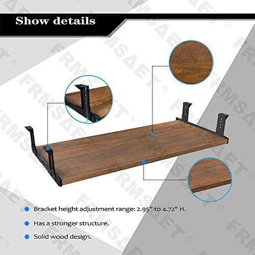 FRMSAET Under Desk 20/24/30 inch Keyboard Drawer Platform (30 in, Brown) - Image 2