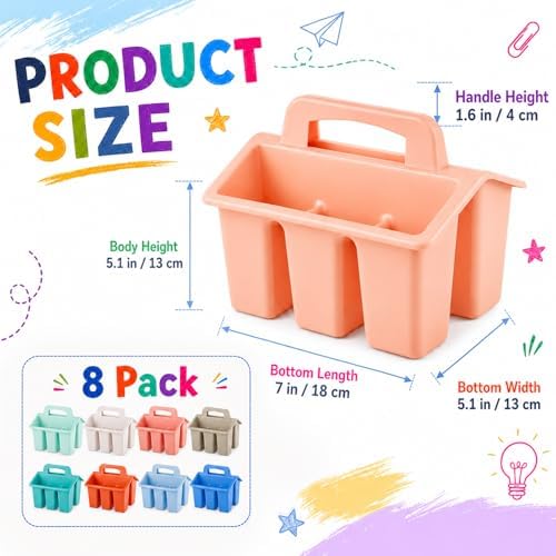 8 Pack Classroom Caddy Storage Basket with Handle (Boho) - Image 2