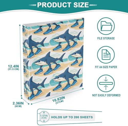 ALAZA Italian Brainrot Meme Tralalero Tralala Shark 5 3 Ring Binder 1.5 Inch Three Ring Office Binders w/clipboard & 3 Pockets, Hold 200 Sheets, 2 pcs - Image 5