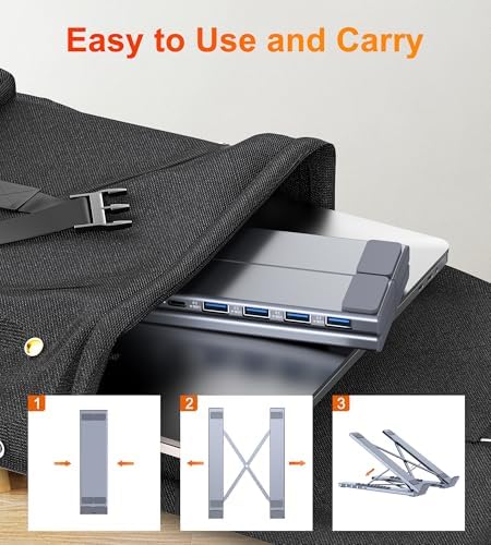 Mukiya 5-in-1 USB C Hub Adjustable Aluminum Laptop Stand - Image 4