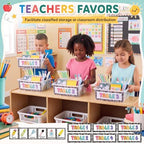 Hushee 6 Pcs Classroom Caddy Plastic Caddy Organizer with Handle, Clear - Image 4