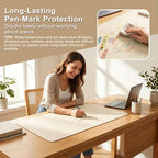 Leather Desk Pad Protector, Office Desk Mat, Large Laptop Mouse Pad, PU Non-Slip Desk Blotter, Waterproof Writing Pad, Computer Keyboard Mat for Office and Home 15.5 x 47 inch (Cream White) - Image 6