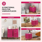 Giantex 12 Drawers Rolling Cart, Mobile Storage Drawer Cart, Classroom Organizer Cart for Office School Supplies Tools Scrapbook Paper Craft Small Printer, Utility Cart on Wheels, Hot Pink - Image 5