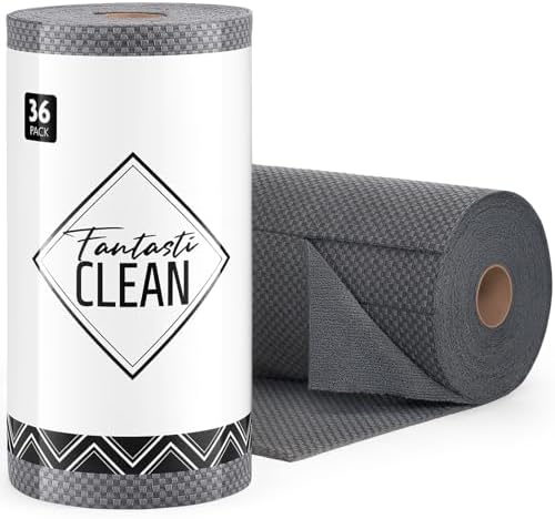 Fantasticlean Microfiber Cleaning Cloth Roll- 18'' x 12'', 36 Sheets (Grey) by Fantasticlean
