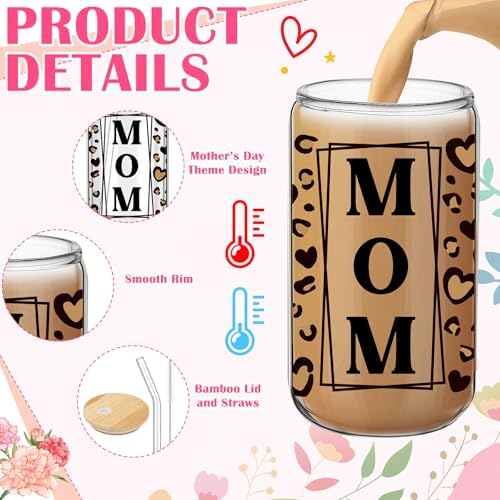 6 Pcs Mom Gifts for Mother's Day 16 oz Best Mom Ever Glass Cups - Image 4
