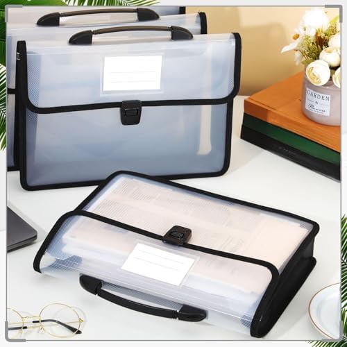 Colarr 15 Pack Plastic Expanding File Folders with Handles, Black, Black - Image 4