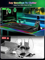 Mouse Pad with Foldable Phone Holder & Wireless Charger, XXL RGB Gaming Mousepad 31.5"x15.8" Large Desk Mat for Keyboard, Black Desk Pad with Dual Qi Charging Station | 11 Colors 5 Modes | Waterproof - Image 6