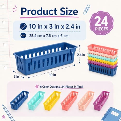 24 pcs Bright Pencil Basket Dispenser for Classroom Pencil Holder for Desk - Image 2