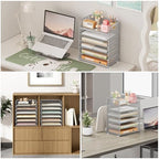 Subekyu 6-Tier Desk Paper Organizer, Desktop File Letter Tray with Handle, Document Sorter and Accessories Holder for Office, Home and School Workspace Organizers, Silver - 2 Pack - Image 3