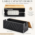 Chunful Large Wooden Cable Management Box, Geometric, Black - Image 2
