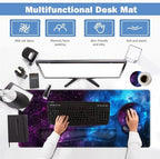 ARTSO Large Mouse Pad and Keyboard Wrist Rest, Ergonomic Mouse Pad with Wrist Support, Non-Slip Desk Mat Protector for Office, Home -Blue Purple Cosmic Nebula - Image 2