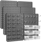 Pegboard Organizer Kit,6 Pack 14.76x10.82 in Metal Panels with 6 Bins, Gray by PHXGrove