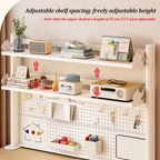 Metal Desktop Bookshelf with Pegboard, Clamp on Desk Organizer Shelf, Multi-Tier Desktop Hutch for Dorm Room, Countertop Storage Display Rack, Desktop Bookcase for Study Offices - Image 4