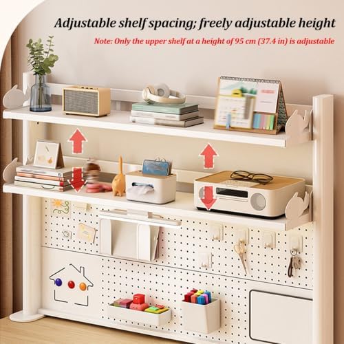 Metal Desktop Bookshelf with Pegboard, Clamp on Desk Organizer Shelf, Multi-Tier Desktop Hutch for Dorm Room, Countertop Storage Display Rack, Desktop Bookcase for Study Offices - Image 4